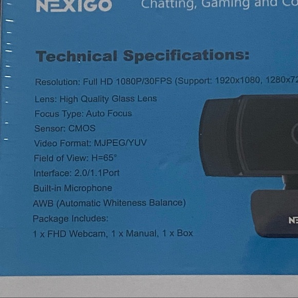 Webcam NEXIGO Auto Focus FHD Webcam N930AF New in package School Meetings Home - Picture 5 of 10